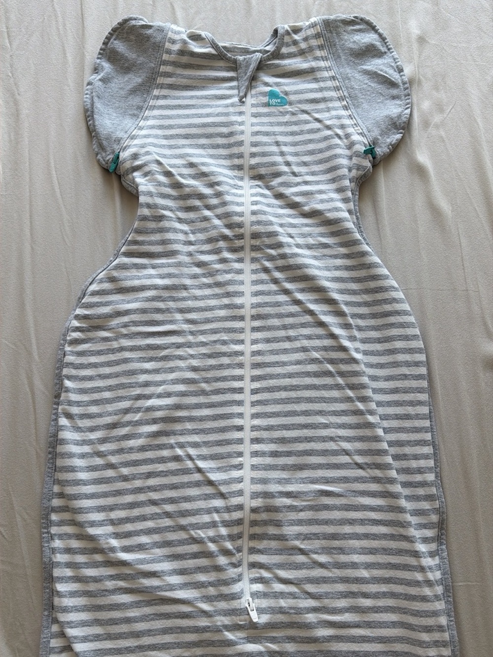 Love to Dream Grey & White Striped Midi Sleep Sack with Flutter Sleeves